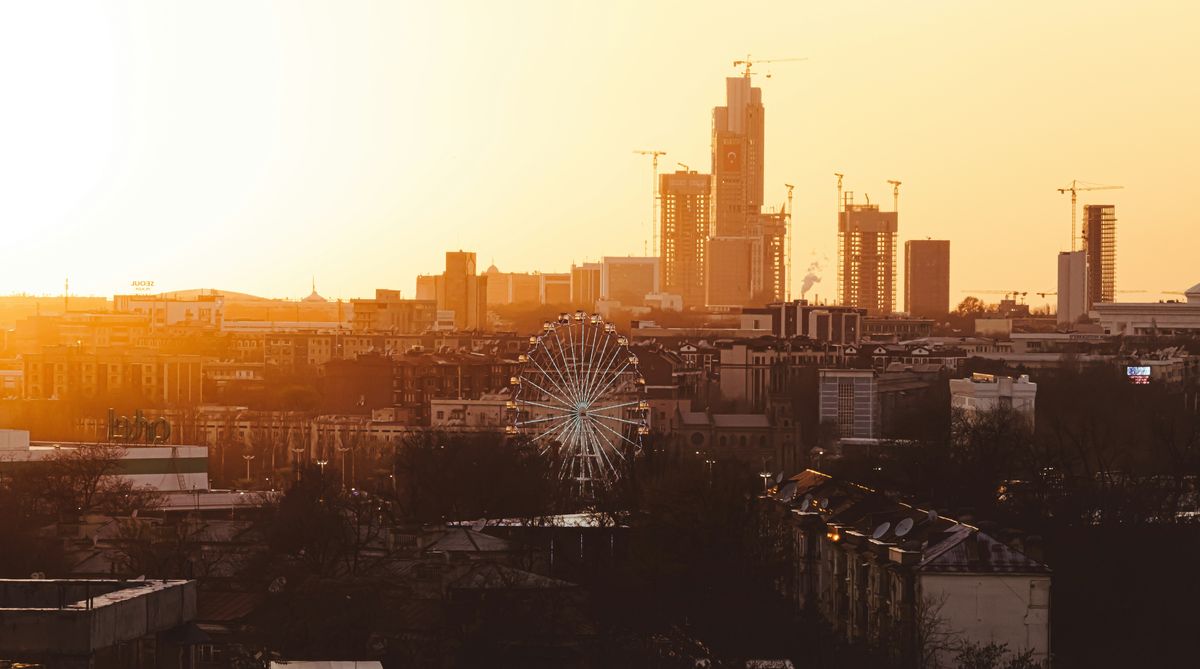 Tashkent skyline at golden hour