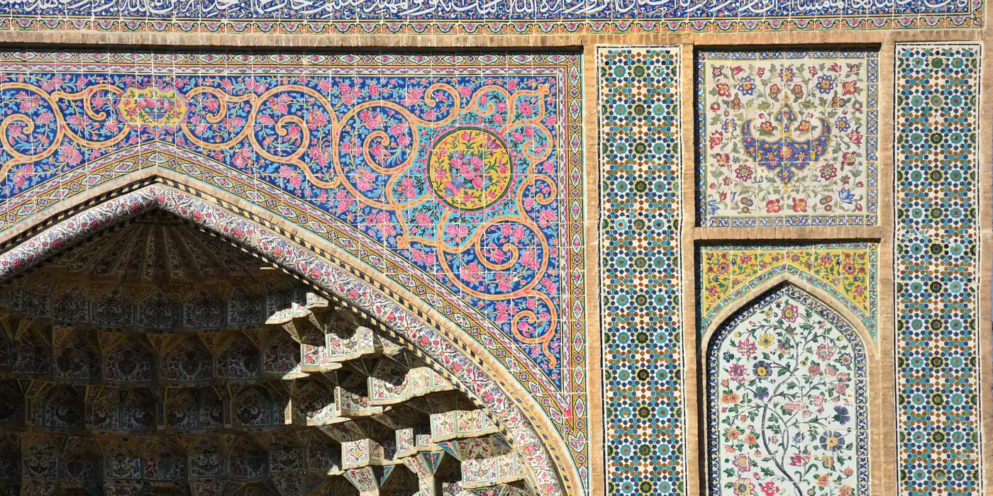Monumental tiled portal of a madrasa
